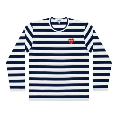 Comme Des Garçons Play Long Sleeve Rhinestone Emblem T-shirt Unisex In Multi