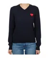 Comme Des Garçons Play Long Sleeve Sweater In Blue