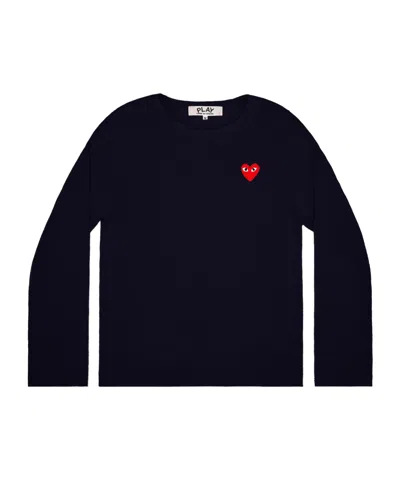 Comme Des Garçons Play Long Sleeve Sweater In Blue
