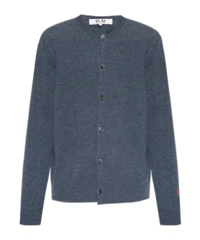 Comme Des Garçons Play Long-sleeved Cardigan In Blue