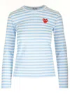 Comme Des Garçons Play Comme Des Garcons Play Blue And White Striped Heart Patch Long Sleeve T-shirt