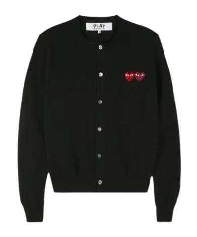 Comme Des Garçons Play Long-sleeved Knitted Cardigan In Black