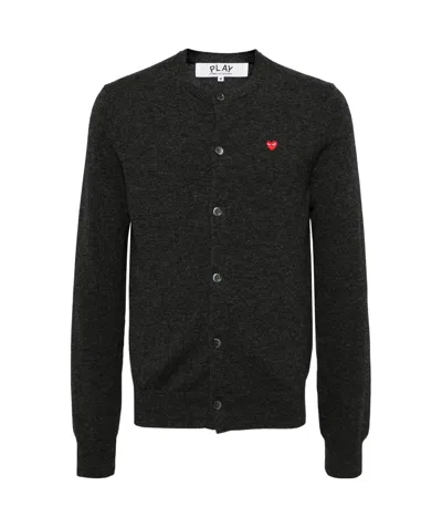 Comme Des Garçons Play Long-sleeved Knitted Cardigan In Black