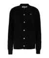 Comme Des Garçons Play Overlapping Heart Wool Cardigan In Black