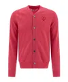 Comme Des Garçons Play Embroidered Ribbed Cuffs And Hem Sweater In Red