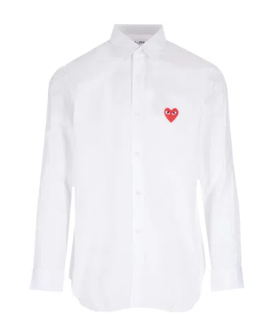 Comme Des Garçons Play Long-sleeved Shirt In White