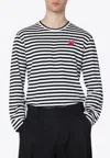 Comme Des Garçons Play Omme Des Garcons Play Single Heart Stripe T Shirt In Gray