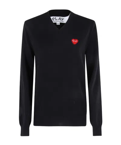 Comme Des Garçons Play Long-sleeved Sweater In Black