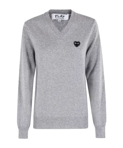 Comme Des Garçons Play Long-sleeved Sweater In Gray