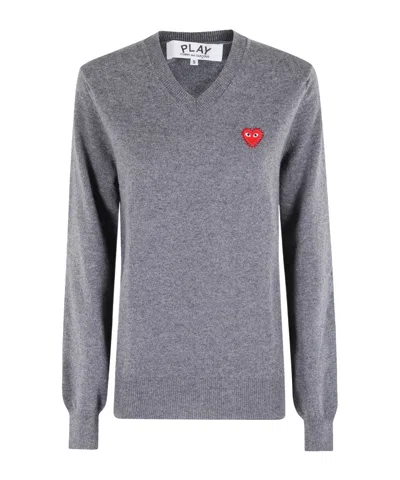 Comme Des Garçons Play Long-sleeved Sweater In Gray