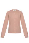 Comme Des Garçons Play Heart-patch Knitted Wool Cardigan In Nude