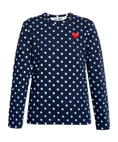 Comme Des Garçons Play Long Sleeved T-shirt In Blue
