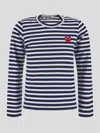 Comme Des Garçons Play Red Heart Striped T-shirt In No-color