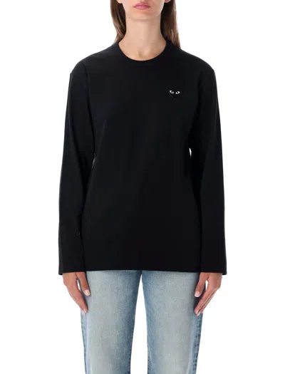 Comme Des Garçons Play Comme Des Garcons Play Long-sleeve Cotton T-shirt With Heart Patch In Black