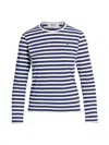 Comme Des Garçons Play Love Decal Striped T-shirt In Blue