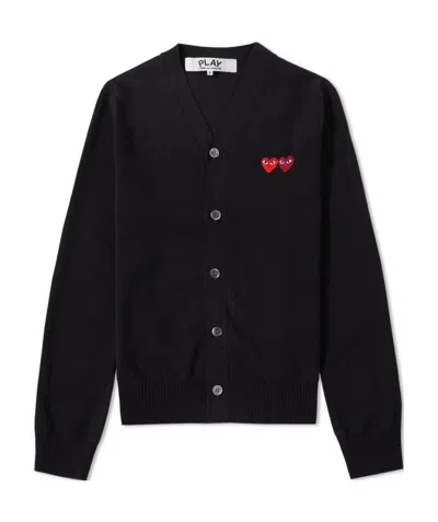 Comme Des Garçons Play Love Logo Knitted Cardigan In Black