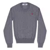 Comme Des Garçons Play Comme Des Garcons Play L/s Basic T-shirt Small Red Emblem 'grey' In Gray