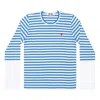 Comme Des Garçons Play Comme Des Garcons Play L/s Bi-colour Stripe White Sleeve T-shirt 'blue White' In Multi