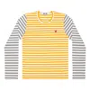 Comme Des Garçons Play Comme Des Garcons Play L/s Bi-colour Striped Small Emblem T-shirt 'yellow Grey'