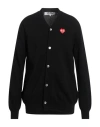 Comme Des Garçons Play Mens Cardigan Knit Black Wool Cardigan With Pixel Heart Patch. In Black