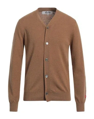 Comme Des Garçons Play Man Cardigan Camel Size Xxl Wool In Beige