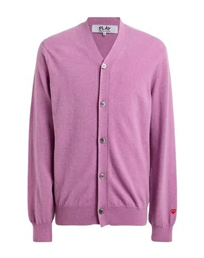 Comme Des Garçons Play Man Cardigan Mauve Size L Wool In Purple