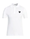 Comme Des Garçons Play Heart Patch Polo Shirt In White