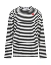 Comme Des Garçons Play Heart-patch Striped Cotton T-shirt In Black