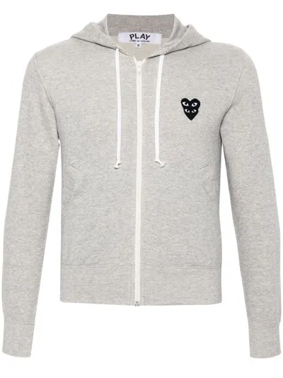COMME DES GARÇONS PLAY MÉLANGE-EFFECT COTTON HOODIE