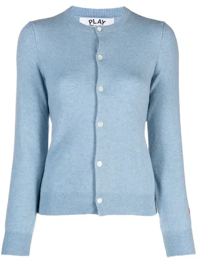 Comme Des Garçons Play Mélange-effect Wool Cardigan In Blue