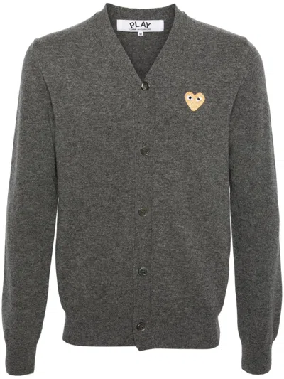 Comme Des Garçons Play Mélange-effect Wool Cardigan In Grey