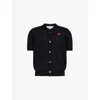 Comme Des Garçons Play Comme Des Garcons Play Mens Black Logo-patch Short-sleeve Wool Polo Shirt