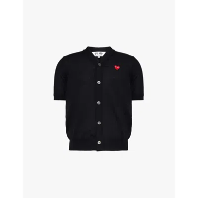 Comme Des Garçons Play Comme Des Garcons Play Mens Black Logo-patch Short-sleeve Wool Polo Shirt