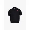 COMME DES GARÇONS PLAY MENS COMME DES GARCONS PLAY LOGO-PATCH SHORT-SLEEVE WOOL POLO SHIRT