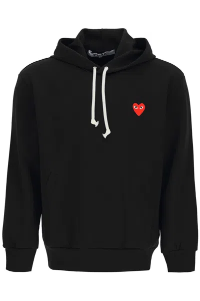 Comme Des Garçons Play Men's Black Technical T-shirt Sweatshirt With Red Heart Logo By Cdg Play