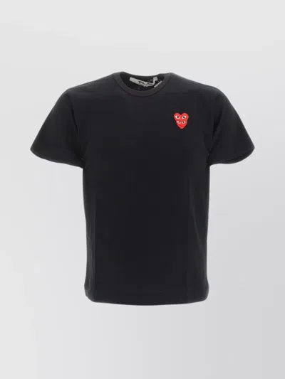 Comme Des Garçons Play Men's Crew Neck Embroidered T-shirt In Black
