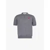 Comme Des Garçons Play Comme Des Garcons Play Mens Grey Logo-patch Short-sleeve Wool Polo Shirt