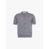 Comme Des Garçons Play Comme Des Garcons Play Mens Grey Logo-patch Short-sleeve Wool Polo Shirt In Grey