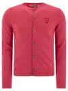 Comme Des Garçons Play Embroidered Ribbed Cuffs And Hem Sweater In Pink