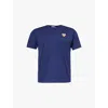 Comme Des Garçons Play Mens Navy Small Gold Heart Brand-appliqué Cotton-jersey T-shirt In Navy