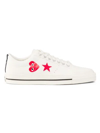 Comme Des Garçons Play Men's One Star Low-top Sneakers In White
