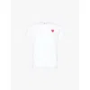 Comme Des Garçons Play Mens White Small Red Heart Brand-appliqué Cotton-jersey T-shirt Xxl