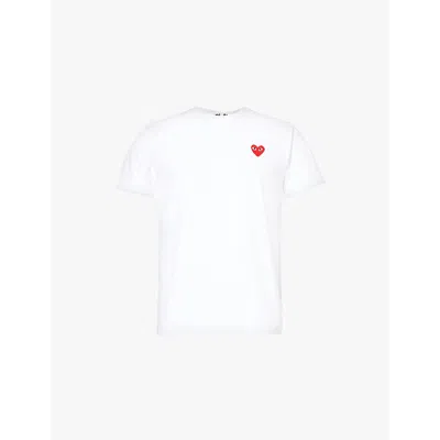 Comme Des Garçons Play Mens White Small Red Heart Brand-appliqué Cotton-jersey T-shirt Xxl