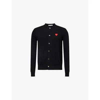 Comme Des Garçons Play Mens Black Heart Crewneck Wool Cardigan