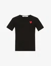 Comme Des Garçons Play Mens Black Overlap-heart Print Cotton-jersey T-shirt Xl