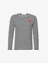 Comme Des Garçons Play Omme Des Garcons Play Single Heart Stripe T Shirt In Black