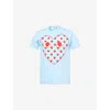 Comme Des Garçons Play Mens Blue Play Dotted Graphic-print Crewneck Cotton T-shirt In Blue