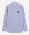 Comme Des Garçons Play Comme Des Garcons Play Mens Blue Striped Black Heart Shirt