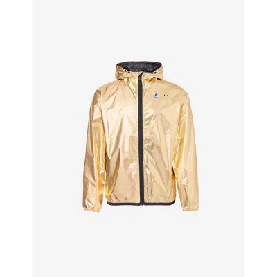COMME DES GARÇONS PLAY MENS COMME DES GARÇONS PLAY X K-WAY HOODED TWO-ZIP POCKETS REGULAR-FIT WOVEN JACKET GOLD