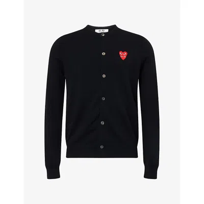 Comme Des Garçons Play Mens Comme Des Garcons Play Double Heart Wool Knit Cardigan In Black
